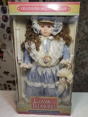 Classic Treasures Porcelain Collectible Doll in Light Blue by Classic Treasures